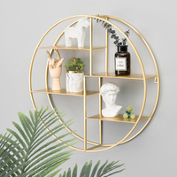 Rak Tanaman Bunga Kayu Bulat Warna Emas, Hiasan Kamar Mandi, Rak Dinding, Set Rak Dinding Logam, Dekorasi Rumah, Promo