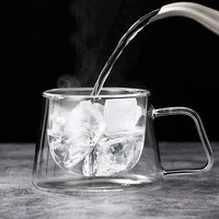 Tasses à café en verre borosilicate de 180 ml à double paroi isolées, sans BPA, résistantes à la chaleur, design moderne, lavables au lave-vaisselle, soufflées à la bouche