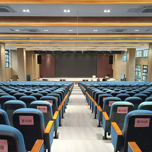 Sillas Plegables de Plástico PP con Patas de <span class=keywords><strong>Hierro</strong></span>, Color Azul, para Auditorio, Iglesia, Escuela, Teatro, Hogar y Oficina, Venta al Por Mayor - Product Image 5
