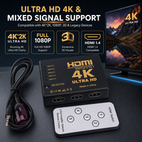 Commutateur HDMI 4K Ultra HD 5 entrées 1 sortie, boîte de commutation à 5 ports avec télécommande IR, indicateur LED pour HDTV PS4 Xbox