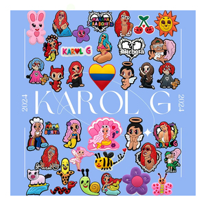 Nueva llegada <span class=keywords><strong>Karol</strong></span> <span class=keywords><strong>G</strong></span> Zueco al por mayor DIY personalizado PVC famoso cantante de dibujos animados al revés zapatos de diseñador encantos - Product Image 1