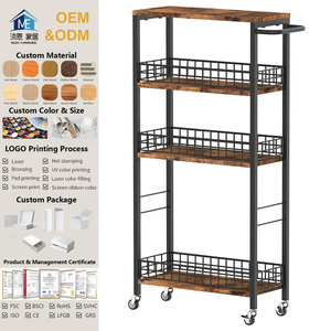 Bán Buôn Lưu Trữ Nhà Bếp Giá 4 Tier Nhà Cán Có Thể Điều Chỉnh Slim Tiện Ích Giỏ Hàng Với Bánh Xe Đẩy - Product Image 1