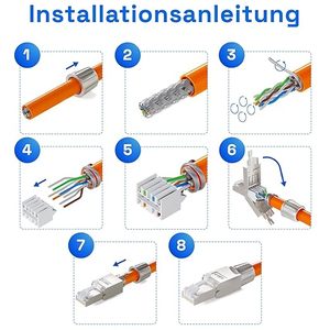 CAT7 RJ45 LAN connettore 10 <span class=keywords><strong>Gbit</strong></span>/<span class=keywords><strong>s</strong></span> Ethernet AWG 22-24 completamente schermato STP 50μ placcato in oro contatti parti Telecom per cavo di rete - Product Image 5