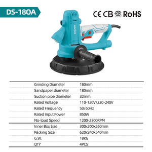 <span class=keywords><strong>Ponceuse</strong></span> électrique portative pour plaques de plâtre 850W avec vitesse variable, diamètre de ponçage 180mm <span class=keywords><strong>et</strong></span> sac collecteur de poussière - Product Image 2