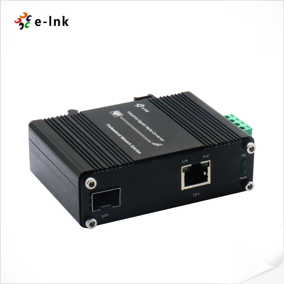 Elink Mini Industrial 1-Port 100/1000X SFP to 1-Port 10/100/1000T 60W PoE++ Media Converter LNK-IMC3012P60-SFP
