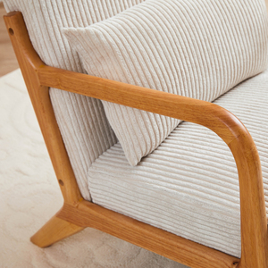 Sillón de Estilo Moderno de Mediados de Siglo, Sillón Tapizado para Lectura, Estructura de Madera Maciza, Sillón para Sala de Estar con Almohada - Product Image 5