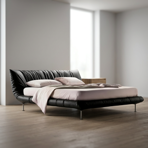 <b>Metal</b> Leg Hotel <b>Bed</b> with Nightstand Luxury Wood king Size Queen <b>Bed</b> Frame Leather Bedroom Set Furniture Modern Up-holstered <b>Beds</b> - Product Image 3