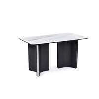 Ensemble de table à manger moderne de luxe avec 4 chaises, plateau rectangulaire en marbre et pieds en acier inoxydable pour la maison, le bureau, l'hôtel ou la villa