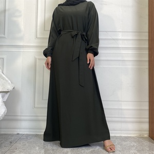 6673 #   Nouvelle robe tendance, robe simple en tissu Nida, couleur unie, manches élastiques avec poches latérales, robe polyvalente, 13 couleurs - Product Image 2