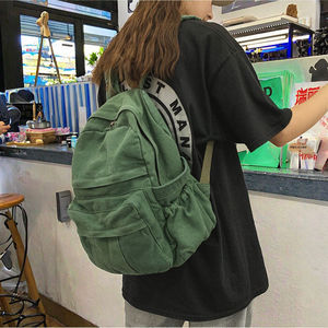 Sac à dos unisexe tendance rétro en toile avec logo personnalisé, imperméable, avec fermeture éclair et sangle chaîne en polyester – Vente en gros - Product Image 3