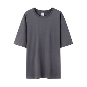 T-<span class=keywords><strong>shirt</strong></span> basique en coton pour <span class=keywords><strong>femme</strong></span>, 180 grammes, col rond oversize, manches courtes, hauts décontractés multicolores - Product Image 5