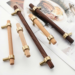 Poignées en laiton et bois de noyer/hêtre – Longues poignées de style japonais pour armoires, tiroirs, placards et quincaillerie de cuisine – Durables et faciles à installer - Product Image 3
