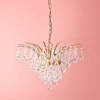 Lustre LED Réglable en Hauteur Style Rétro Romantique Français en Cristal, Laiton de Luxe Style Palais pour Éclairage de Plafond Maison Hôtel Villa