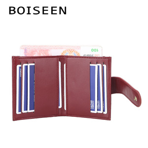 Boiseen Women's Short Wallet Pu Leather Multi Card Slots Embroidered Geometric Pattern Deep Red Fashion Wallet - Product Image 2
