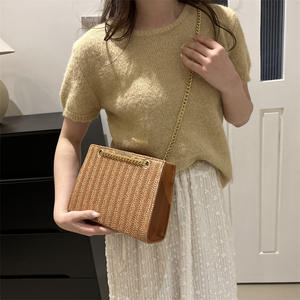 กระเป๋าโท้ทฟางสำหรับผู้หญิง, แฟชั่นและสไตล์ลำลองความจุขนาดใหญ่กระเป๋าสะพายไหล่ใบเดียว - Product Image 1