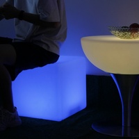 Chaise cube LED pour jardin Patio 40cm Décoration extérieure Mobilier lumineux Bar de nuit en plastique Tabouret cube lumineux