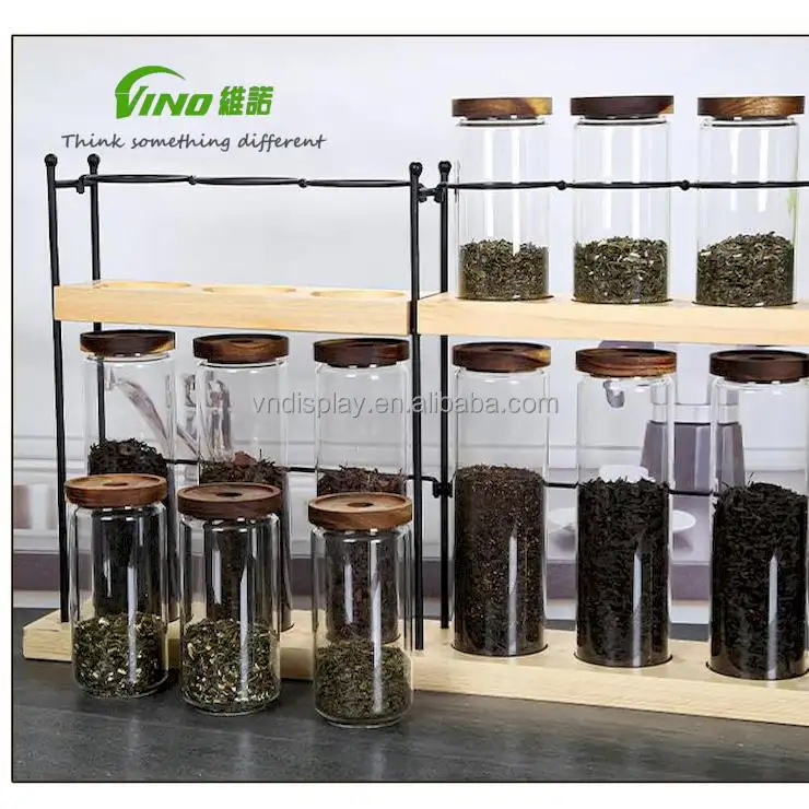 Groothandel Oem Display Stand Hout Opslag Glas Voedsel Containers In Coffeeshop Of Winkel Toonbank Hout