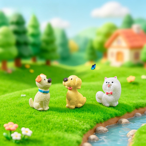 Miniatura de Cachorro de Golden Retriever o Pomeranian para Decoración de Jardín de Hadas, Micropaisaje y Manualidades - Product Image 4