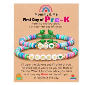 Erster Tag Kindergarten Vor-K-Schulgeschenke bunte Perlen gewebt Ich-Mama-Vater-Sohn-Armband-Sets einstellbares Freundschaftsarmband