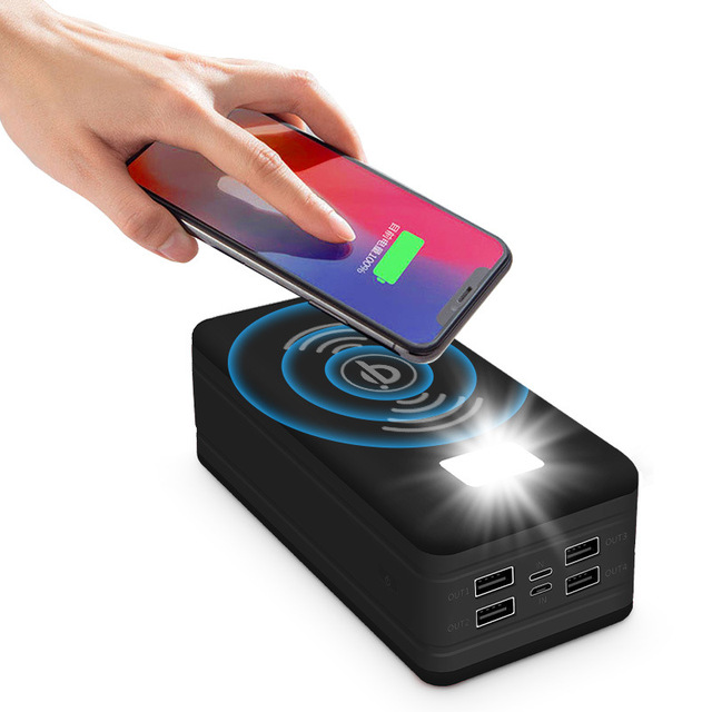 Private Model PS-400 50000mA Solar Wireless Charging Large Capacity Outdoor Mobile Power Bank Camping Light Plastic 10W