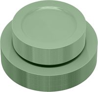 Paquete de 50 Platos Desechables Ecológicos Libres de BPA, Color Verde Salvia, 25 Platos para Cena (10.25 Pulgadas), 25 Platos para Postre/Ensalada (7.5 Pulgadas), para Eventos Escolares