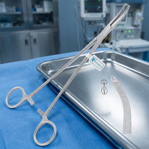 Forceps hémostatiques Wertheim à embouts courbes, en acier inoxydable, instrument chirurgical certifié CE ISO - Product Image 3