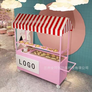 Carrito de Comida Móvil de Acero Inoxidable con 2 Estantes y 4 Ruedas, Fácil de Montar, para Uso en Interiores, Resistente al Óxido, con Soporte de Exhibición - Product Image 3