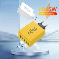 Pengisi Daya Ponsel 65W USB C untuk iPhone 17 16 15 14 Pro Max 6 Port Pengisian Cepat Pengisi Daya Dinding untuk Samsung/Xiaomi