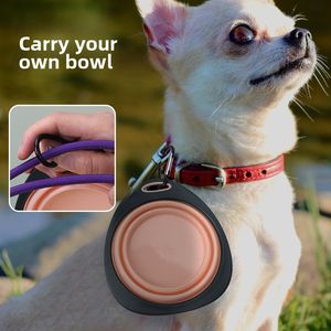 קערת אוכל ומים ניידת מתקפלת לכלבים וחתולים - כלי אוכל ומים מתקפל לנסיעות, טיולים, קמפינג ונסיעות - Product Image 2