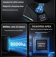 Ajazz AJ179 Pro Tri Mode Mouse Gaming Nirkabel Isi Ulang untuk Komputer dengan Basis Pengisian Daya Magnetik PAW3395