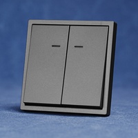 Estilo elegante retro 80*80mm tablero grande panel táctil suave 2 Gang interruptor de 1 vía con indicador Led doble Polo 10A para uso doméstico
