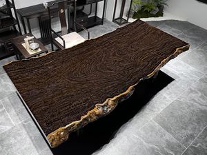 Tavolo di Lusso <span class=keywords><strong>in</strong></span> <span class=keywords><strong>Legno</strong></span> Massello di Ebano - <span class=keywords><strong>Lastra</strong></span> Naturale con Bordo Vivo per Sala da Pranzo Opulenta e Arredamento Direzionale - Product Image 6