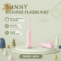 Portable Mini lapin Silicone veilleuse avec lampe de poche LED USB Rechargeable lampe pour enfants dessin animé lapin lumière blanche chaude