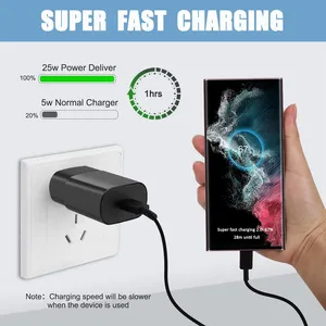 Chargeur rapide 25W Prise US/EU PD 3.0 Adaptateur mural de charge super rapide pour S24 S23 FE A55 A54 <span class=keywords><strong>A53</strong></span> - Product Image 2