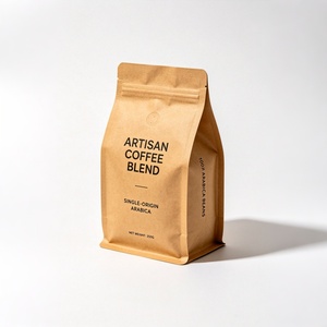 Custom Logo <b>Compostable</b> Paper <b>Bag</b> with PLA Lining High Barrier Food Pouch for Roasted Coffee Beans Flat Bottom Packaging - Product Image 1