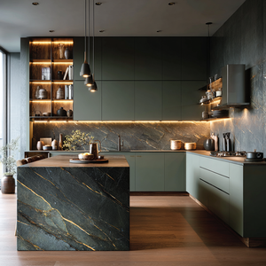 <span class=keywords><strong>Gabinetes</strong></span> <span class=keywords><strong>de</strong></span> <span class=keywords><strong>Cocina</strong></span> Modernos Minimalistas Lacados Personalizados <span class=keywords><strong>con</strong></span> Almacenamiento en Isla y <span class=keywords><strong>Puertas</strong></span> sin Tiradores para Planificación <span class=keywords><strong>de</strong></span> Diseño Personalizado - Product Image 5