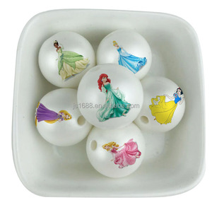 Cuentas gruesas redondas con estampado de <span class=keywords><strong>princesa</strong></span> personalizado, cuentas acrílicas DIY de 20mm para hacer joyas, cuentas de goma de mascar para hacer bolígrafos - Product Image 1