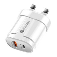 Cargador de Pared USB-A+C Tipo-C de Doble Puerto con PD de 20 W + QC3.0 y Salida de 9 V/2 A para Dispositivos Eléctricos y Cámaras