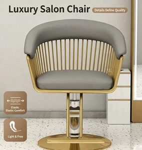 Silla de Barbero Moderna de Metal, Ajustable en Altura, con Base Redonda y Reposapiés Ajustable para Salón de Belleza - Product Image 3