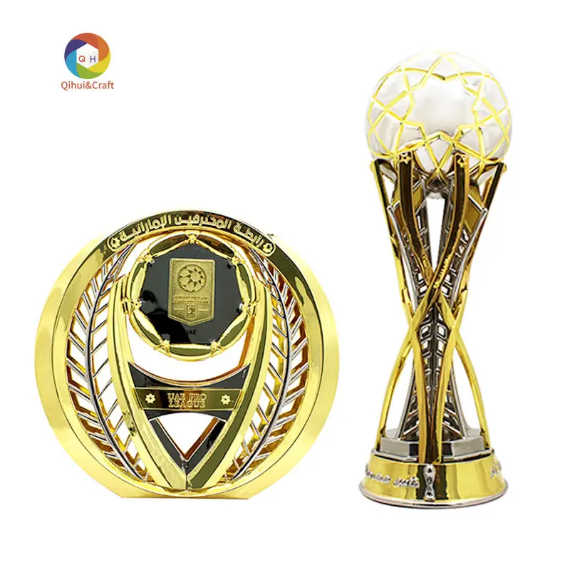 高品質のカスタム亜鉛合金金属3D彫刻サッカーカップクラブデザインチャンピオン賞トロフィーとメダル