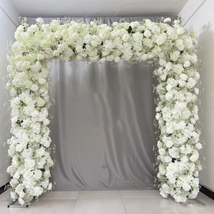 Venta al por mayor de seda personalizada Blanca Rosa Roja soporte de arco arreglos florales artificiales decoración del banquete de boda de fondo - Product Image 3