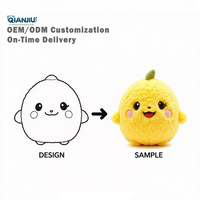 Coussin décoratif en peluche Citron Jaune Adorable, personnalisé en usine, style Kawaii, en forme de fruit rembourré, doux et fantaisie, pour câliner, conforme CPC ASTM