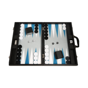 <span class=keywords><strong>Backgammon</strong></span> nhựa 19 inch đặt kích thước lớn màu đen với các điểm màu trắng và xanh dương cho các trò chơi trên bàn và bàn cờ - Product Image 1