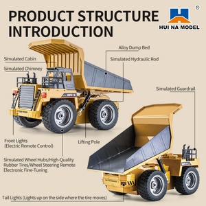 Huina 1533 Camión Volquete Amarillo a Escala 1/18 de 9 Canales, Semialuminio, Control Remoto, con Capacidad de Carga de 2000g, Listo para Usar - Product Image 5