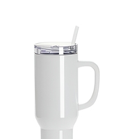 Gobelet isotherme en acier inoxydable à double paroi de 40 oz (1200 ml) pour sublimation, blanc, avec poignée en plastique, 12-24h, vente en gros