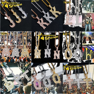 Pendentif Classique A-Z en Argent Sterling 925 Plaqué Or avec Moissanite VVS1 Taille Brillant, Bijoux Hip Hop en Gros pour Dropshipping - Product Image 2