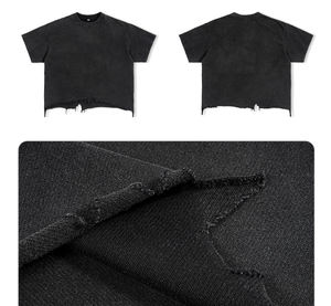 Camiseta Cuadrada Desgastada de 240 g/m², 100 % Algodón, Lavada al Ácido, Estilo Vintage, Hombros Caídos, Ropa Urbana, Camiseta Cuadrada Corta - Product Image 6