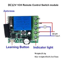 RKING RK-RX-08 Interrupteur sans fil à télécommande 433 MHz DC 12V 1CH RF 10A Récepteur de relais 2CH Émetteur Portée 100m Code d'apprentissage