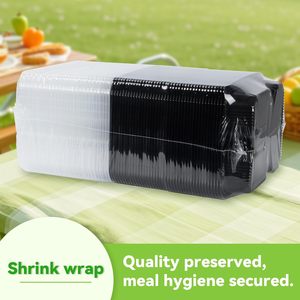 Boîte à lunch jetable en plastique PP noir pour micro-ondes, 500 ml, 700 ml, 1000 ml, 1, 2, 3, 4 compartiments, pour plats à emporter - Product Image 2
