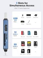 Dockteck Super Speed USB3.0 5G Adaptateur de lecteur de carte externe à 3 emplacements UHS-I OTG Plug & Play pour Android Lit SD/TF/USB/Micro SD